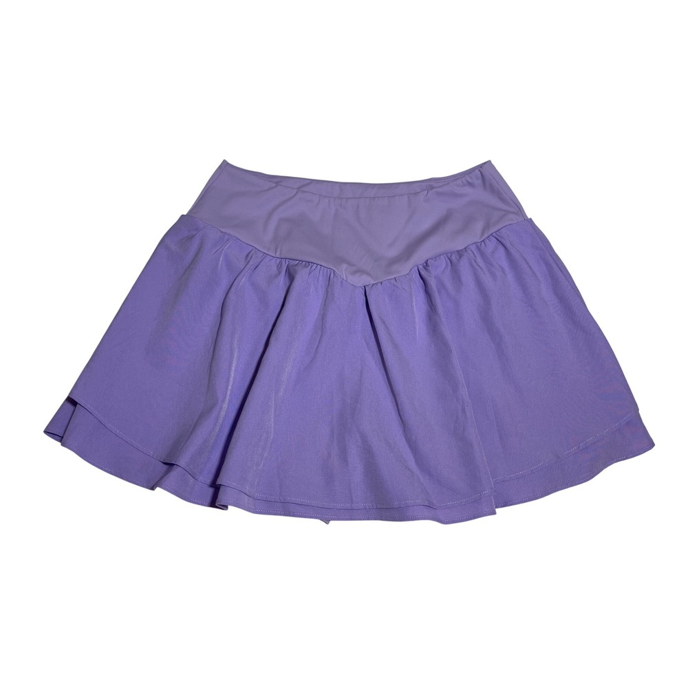 Pinspark Purple Athletic Skort V-Waist Ruffle Tennis Golf Skirt Pockets Womens S